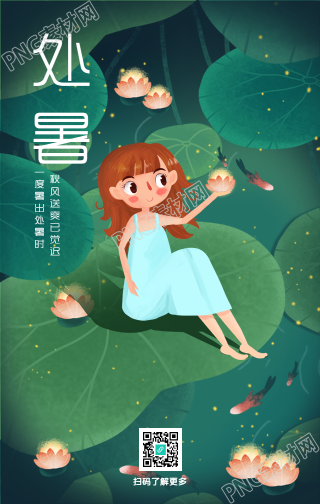 清新的处暑节气手机海报