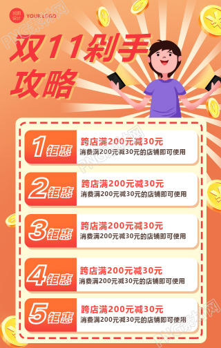 双十一剁手攻略手机海报