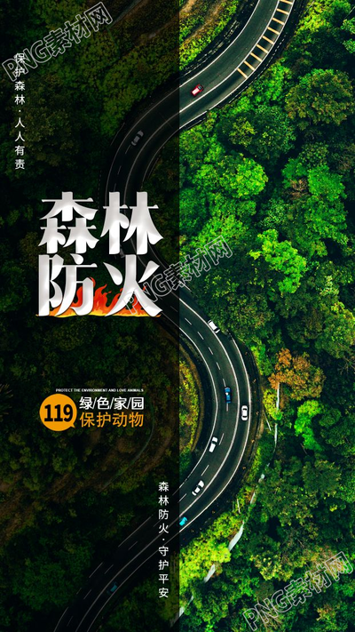 森林防火保护绿色家园实景海报