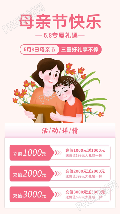 5.8感恩母亲节专属好礼营销宣传图片手机海报