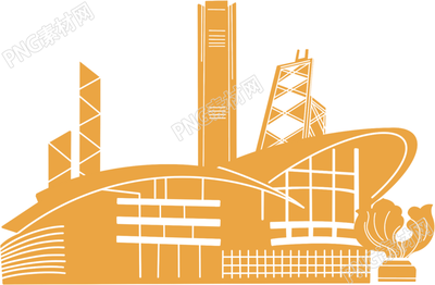 金色簡約香港城市建筑剪影圖片素材