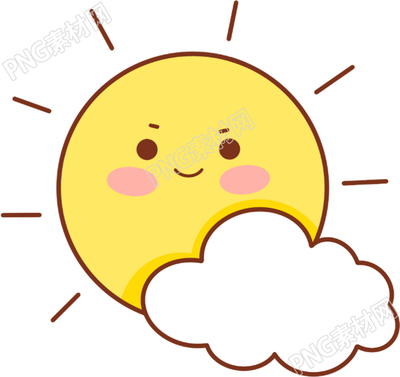 手绘卡通太阳云彩夏天高温透明免抠png素材