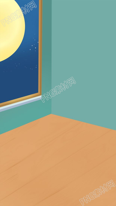 手繪插畫風夜景月亮窗戶背景圖片素材