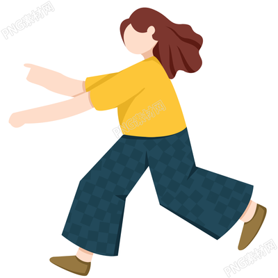 卡通手繪女生跑步人物圖片免摳png素材