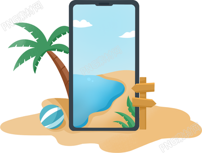卡通手绘海景手机图片免抠png素材