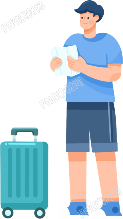 卡通手繪旅游出行男生圖片免摳png素材