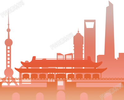 卡通手绘天安门上海剪影免抠png素材