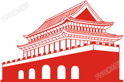 卡通手绘天安门侧面剪影免抠png素材