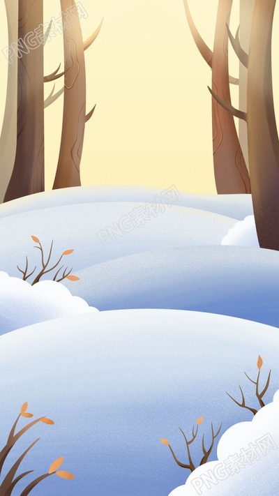 卡通手繪雪地樹林背景圖片免摳png素材