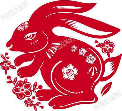 卡通手绘兔子花边剪纸图片免抠png素材