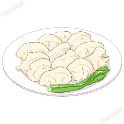 卡通手绘水饺青菜图片免抠png素材