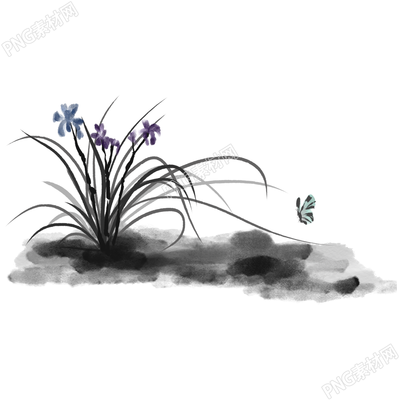 手繪水墨風蘭花圖片免摳png素材
