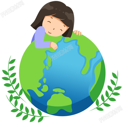 卡通手绘小孩趴在地球上免抠png素材