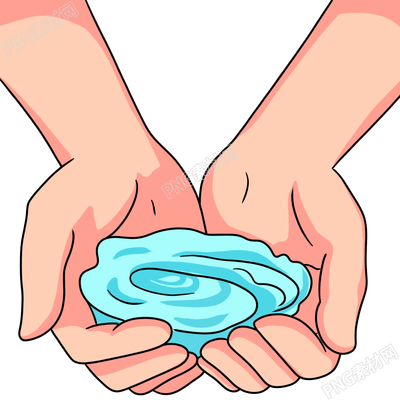 卡通手绘双手捧水免抠png素材