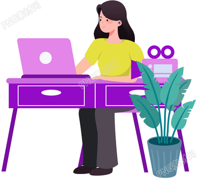 卡通手绘女孩看电影免抠png素材