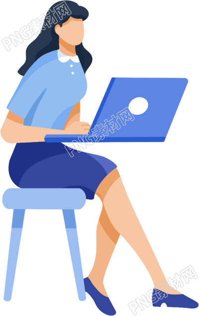 卡通简约办公坐姿女生图片免抠png素材