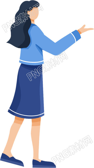 卡通简约站姿介绍女生图片免抠png素材
