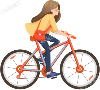 卡通手绘骑车女孩免抠png素材