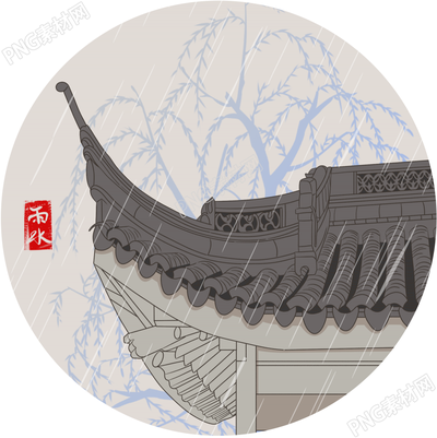 卡通手绘中国风屋檐免抠png素材