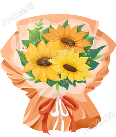 卡通手绘感恩节向日葵花束鲜花插画图片素材