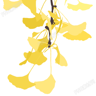 手绘插画风秋季银杏树叶树枝矢量图片素材