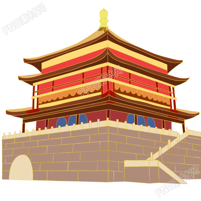 卡通手绘中国风古代城楼建筑免抠png图片