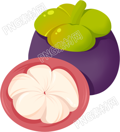 卡通手绘紫色山竹水果免抠png图片素材