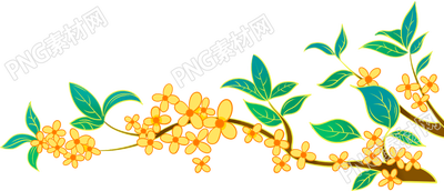 手绘插画风桂花枝装饰矢量图片素材