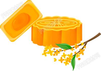 卡通手绘中秋节月饼桂花矢量图片素材