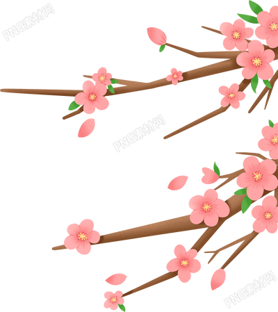 手绘插画风粉色花枝装饰矢量图片素材