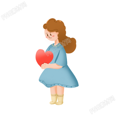 手捧插画手捧爱心的女生透明底图片素材