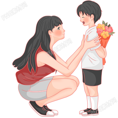 孩子送花给妈妈图片