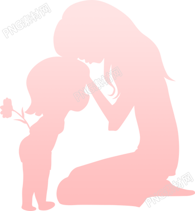 手绘母女浅色人物剪影图片素材