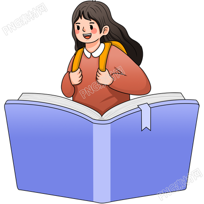 手绘阅读女生图片素材