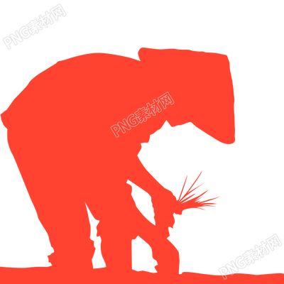 红色农民插秧剪影免抠图片素材