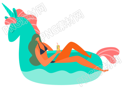 夏日清凉坐在游泳圈上的女人图片素材