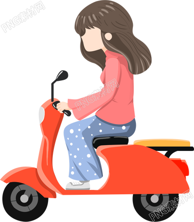女生骑电动车图片素材