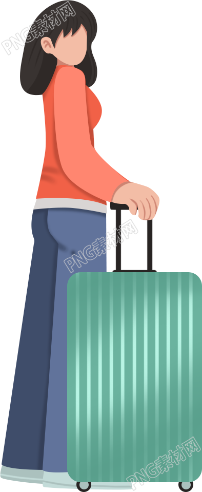 手绘女生出门旅游图片素材