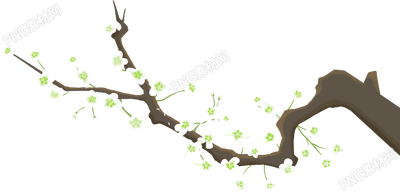 手绘春季白色花枝植物图片免抠素材