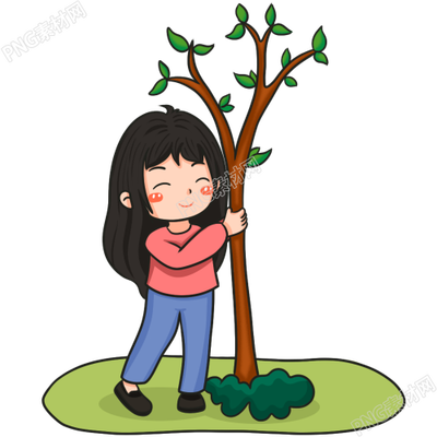 卡通手绘环保种树女孩人物素材