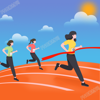 卡通手绘跑步比赛插画图片素材