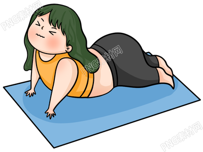 卡通手绘做俯卧撑的运动女孩人物素材
