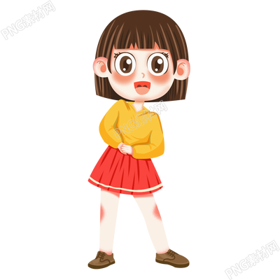 卡通手绘女孩人物插画素材