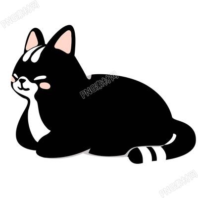 卡通手绘可爱黑猫动物素材