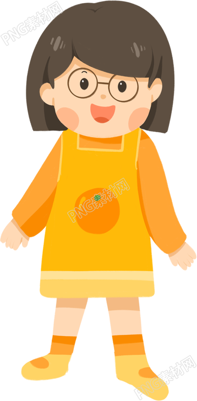 卡通可爱戴眼镜女孩素材