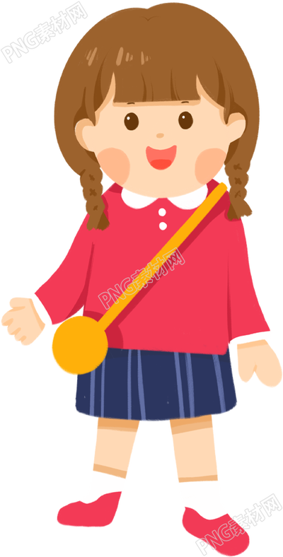 卡通可爱斜挎包女孩人物素材
