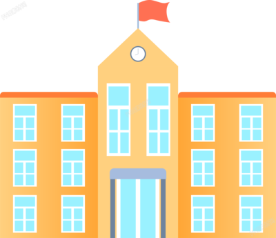 卡通手绘学校教育建筑素材