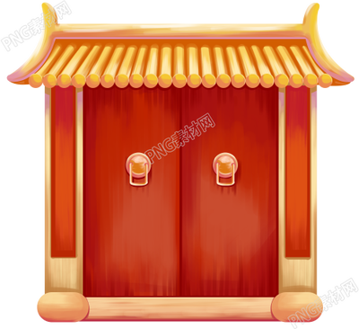 红色喜庆古典大门素材