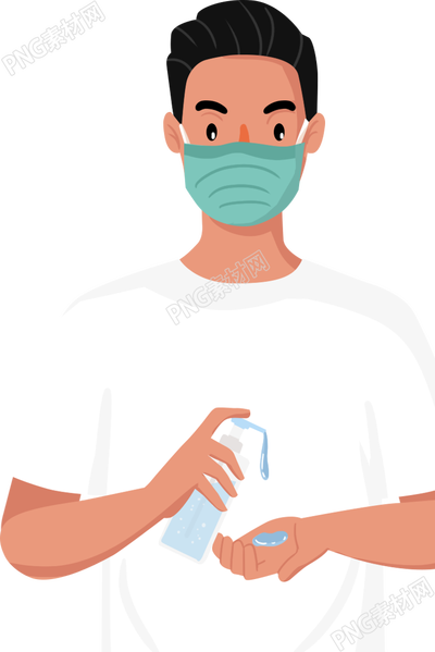 手绘正在涂洗手液男生人物素材