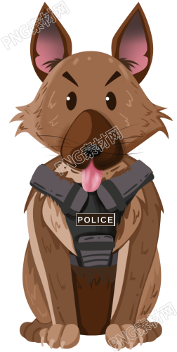 卡通手绘警犬搜救犬动物素材